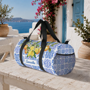 Sac De Sport Sicilien bleu jaune Méditerranée azulejo agrumes