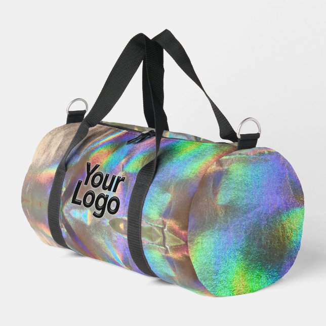 Sac De Sport Silver Rainbow Holographic Luxury Business Logo (Coin gauche)