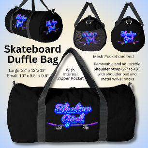 Sac De Sport Skater Girl Blue Mauve Graffiti Glow Skateboard