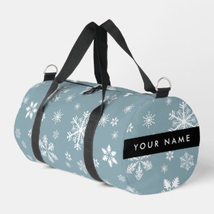 Sac De Sport Snowflakes blanc, Grey, Votre nom, Personnaliser