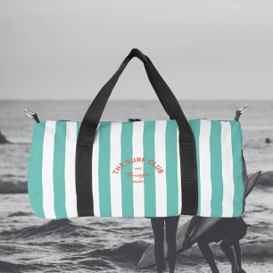 Sac De Sport Surf Club Crest Turquoise Cabana Stripe Monogramme