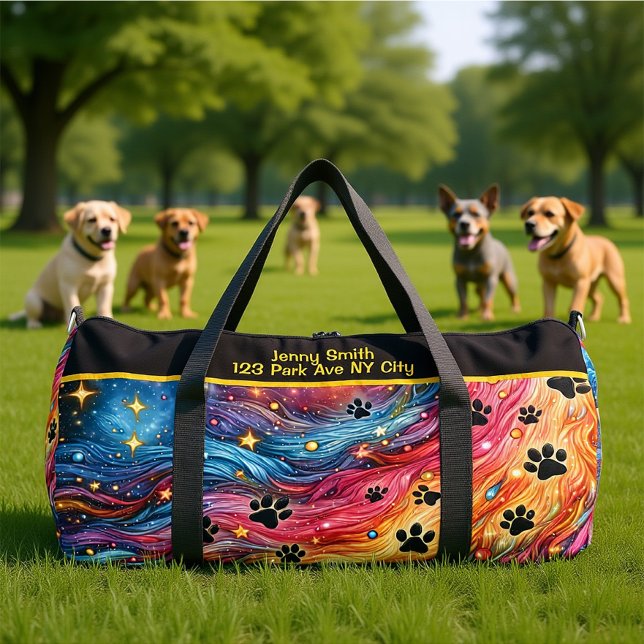 Sac De Sport Swirling Cosmic Paw Print Monogram Personalize (Créateur téléchargé)