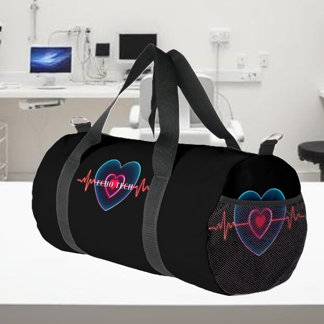 Sac De Sport Technologie Echo | Bouton | EKG (Echo tech _ Heartbeat _ EKG Duffle Bag- Cardiac Sonographer)