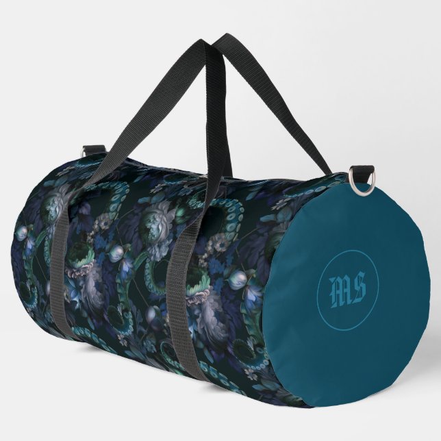 Sac De Sport Tentacle Turquoise De Cthulhu Gothique Avec Fleurs (Coin gauche)