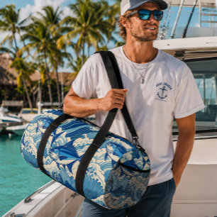Sac De Sport Thon Ahi Hawaïen Poisson Bleu Vague Océanique