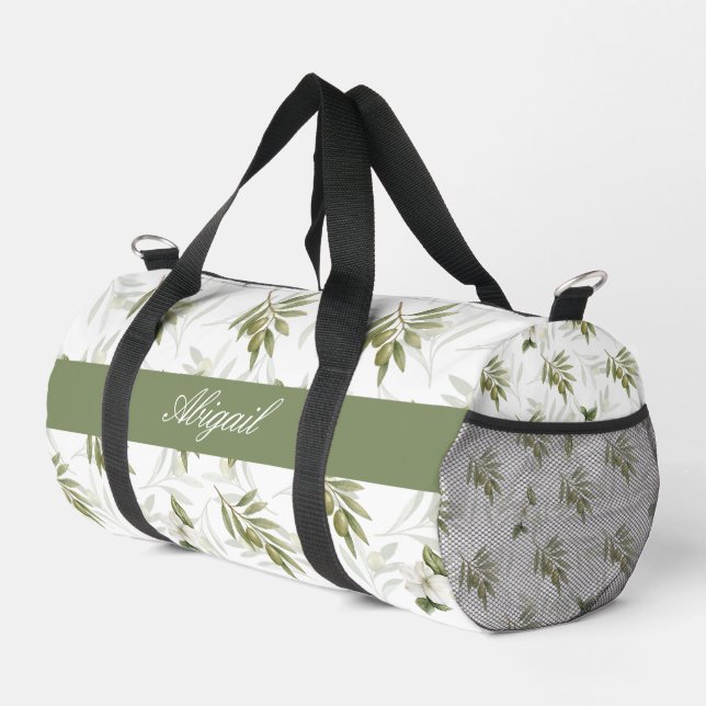 Sac De Sport Timeless Sage Olive Watercolor Chic Name (Coin droit)