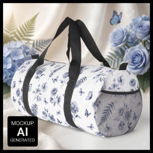 Sac De Sport Toile de Jouy Chinoiserie Motif Bleu