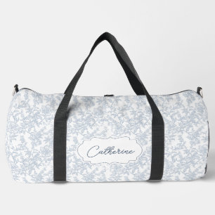 Sac De Sport Toile Fleurie en Dentelle Personnalisée Bleue