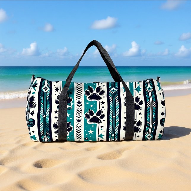 Sac De Sport Tribal Paw Print Teal  (Créateur téléchargé)