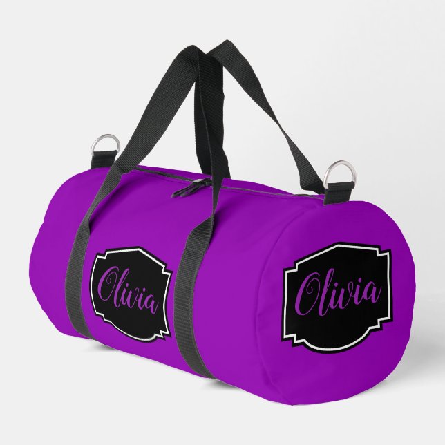 Sac De Sport Vibrant, Gras Fuchsia Purple Personnalisé (Coin gauche)