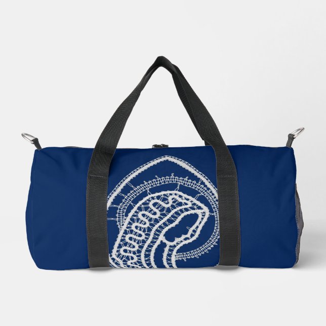 Sac De Sport Vierge Marie, dentelle blanche, bleu marine (Recto)