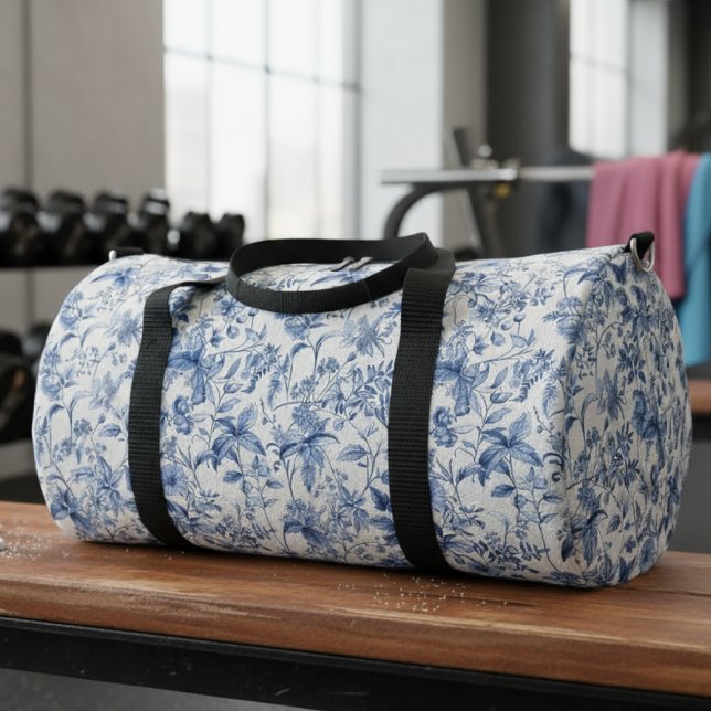 Sac De Sport Vintage Blue Floral Toile Elegant (Créateur téléchargé)