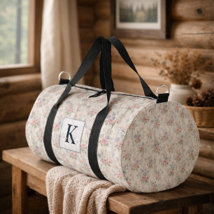 Sac De Sport Vintage Rustique Shabby Chic Floral sur Bois Maiso