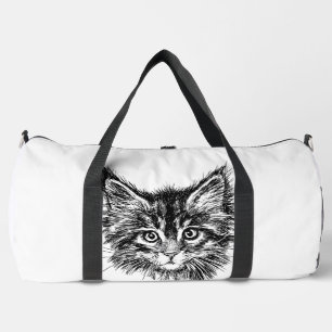 Sac De Sport Visage de Kitten noir et blanc