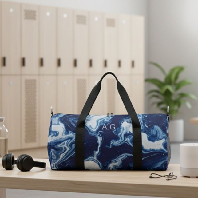 Sac De Sport Wellness Waters Duffle Bag - Navy Marble Fluid Art (Créateur téléchargé)