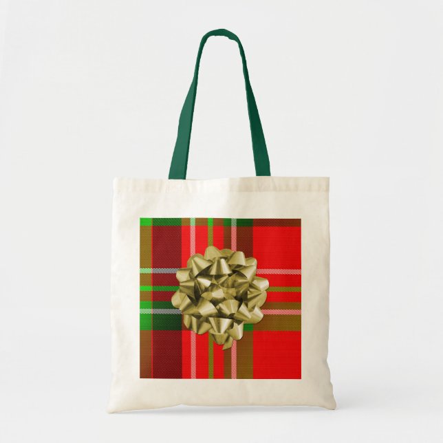 Sac de tartan de Noël avec l'arc (Devant)