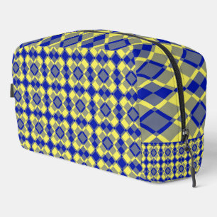 Sac de toilette à carreaux bleus jaunes en argyle