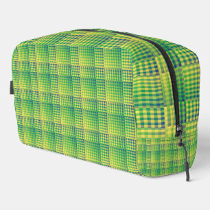 Sac de toilette à motif abstrait à carreaux verts