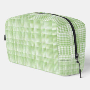 Sac de toilette à motif abstrait damier vert blanc