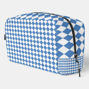 Sac de toilette à motif diamant à carreaux bleus e