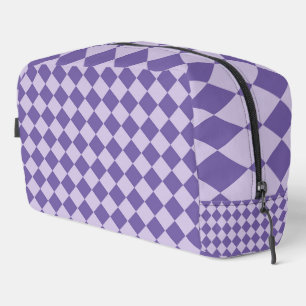 Sac de toilette à motif diamant à carreaux violets