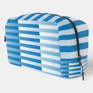 Sac de toilette à motif rayé bleu blanc