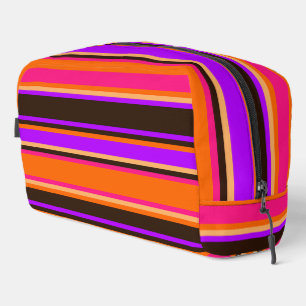Sac de toilette à rayures orange, magenta et viole