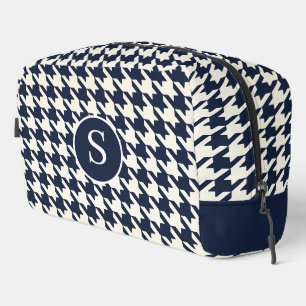 Sac de toilette bleu et blanc Houndstooth Navy