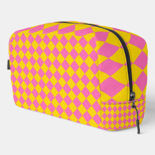 Sac de toilette en arlequin carmin rose jaune