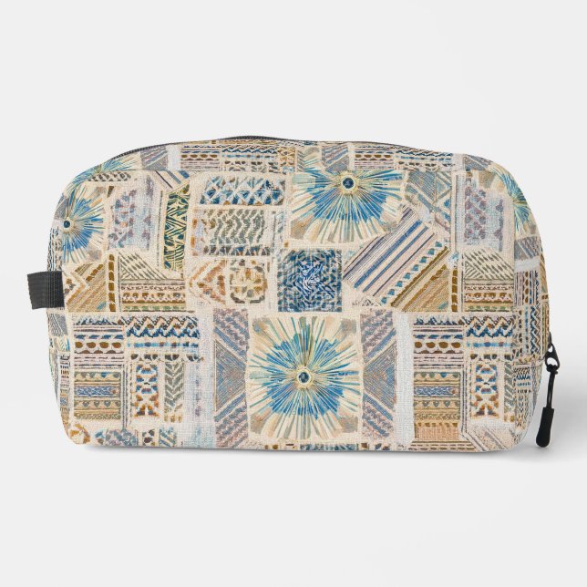 Sac de toilette en Patchwork bleu Mandala (Recto)