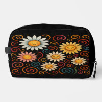 Sac de toilette et de cosmétique avec marguerites