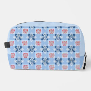 Sac de toilette motif à coeur symétrique bleu mono