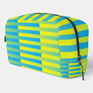 Sac de toilette Motif bleu jaune vert rayé
