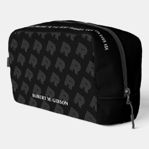 Sac de toilette Motif initial noir pour hommes/pèr