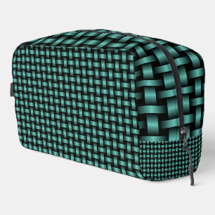 Sac de toilette Motif turquoise à tissage noir