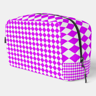 Sac de toilette Motif violet blanc Checker diamant