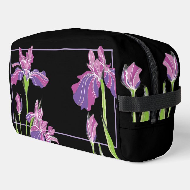 Sac de toilette personnalisé - Iris violets (Coin gauche)