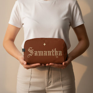 Sac de toilette personnalisé marron rouge pour mam