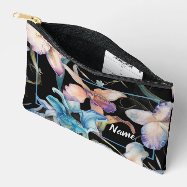 Sac de toilette personnalisé - Mélange floral noir (Ouvrir)
