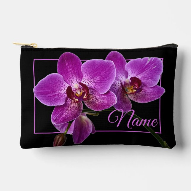 Sac de toilette personnalisé - Orchidée rose (Recto)