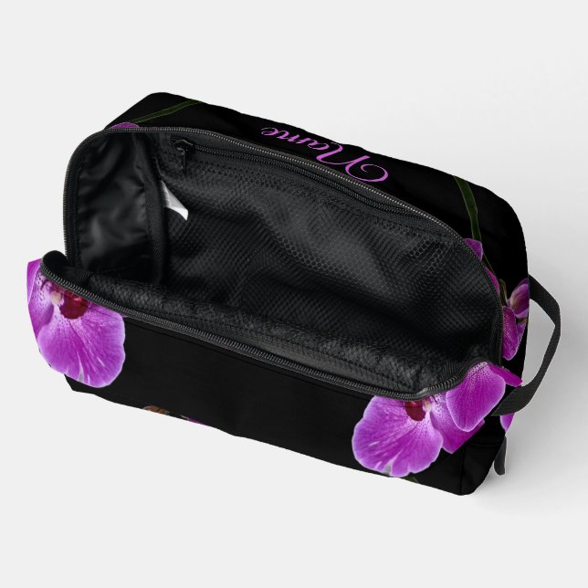 Sac de toilette personnalisé - Orchidée rose (Ouvrir)