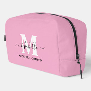 Sac de toilette rose avec monogramme