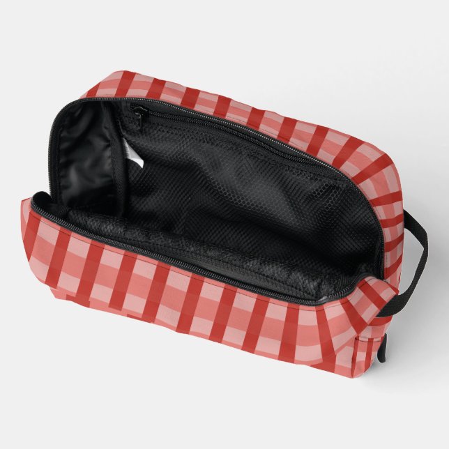 Sac de toilette rouge chic - Gras et fonctionnel (Ouvrir)