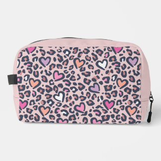 Sac de toilette sur mesure élégant | Coeur léopard