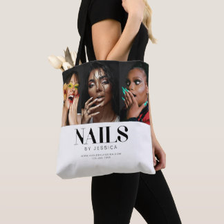 Sac de tote élégant Typographie Noir Blanc 3 Photo