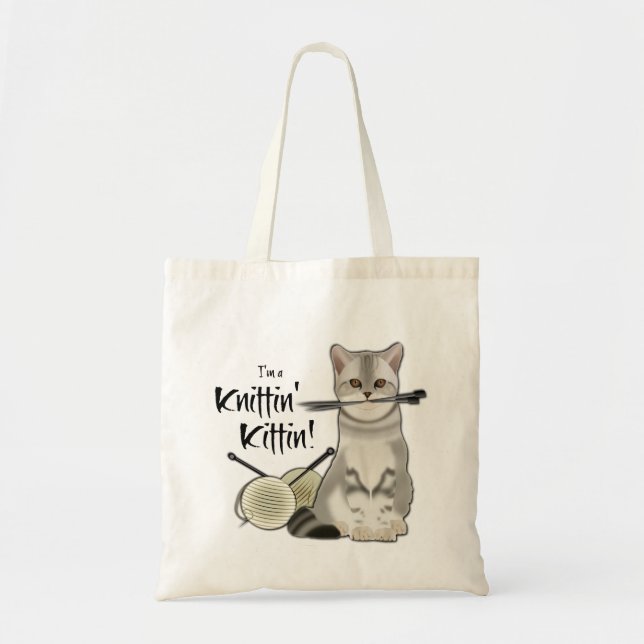 Sac de Tricot de chat coton fourre-tout avec poign (Devant)