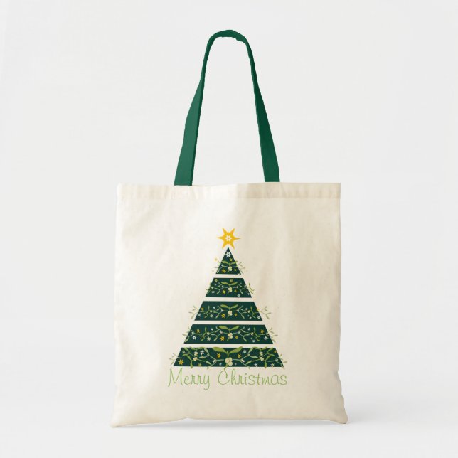 Sac de vert de Joyeux Noël d'arbre de Noël de gui (Devant)