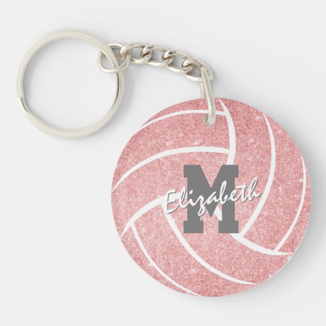 sac de volley-ball rose filles tag avec monogramme (Devant)
