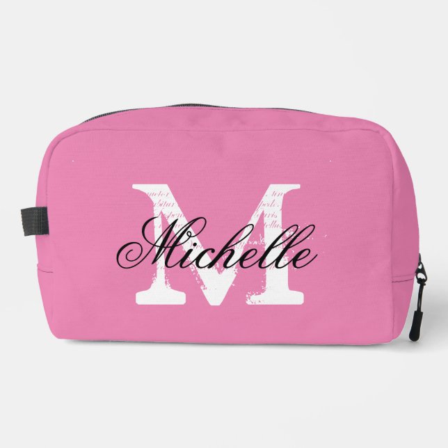 Sac de voyage pour dames rose avec monogramme chic (Recto)