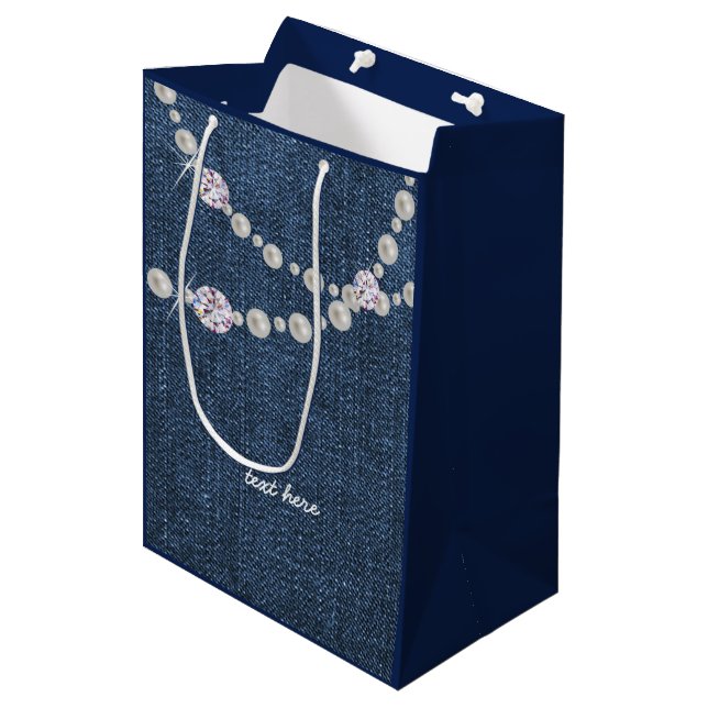 sac denim, fête d'anniversaire denim bleu sac cade (Devant Angle)